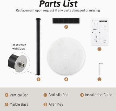 Тримач для паперових рушників KES з мармуром та нержавіючої сталі SUS304, підстільний, чорний, 20 см