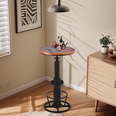 Столик барний вінтажний в індустріальному стилі для бару або бістро, дизайн як пожежний гідрант, на 2-3 особи, регульована висота 98-112,8 см (Чорний)