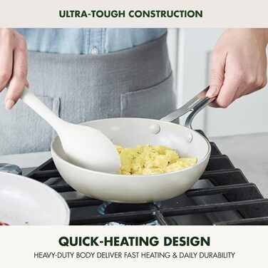 GreenPan Nova сковорода, 20.3 см, для індукційних плит, з алмазним покриттям, без PFOA та PFAS, нетоксичне керамічне антипригарне покриття, придатна для миття в посудомийній машині та духовці, сковорода для смаження, 20 см