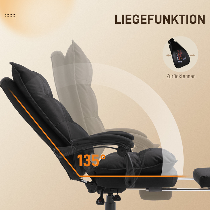 Vinsetto Office Chair with Massage Function, Ergonomic Desk Chair with Recline and Swivel Features, and Footrest, Black