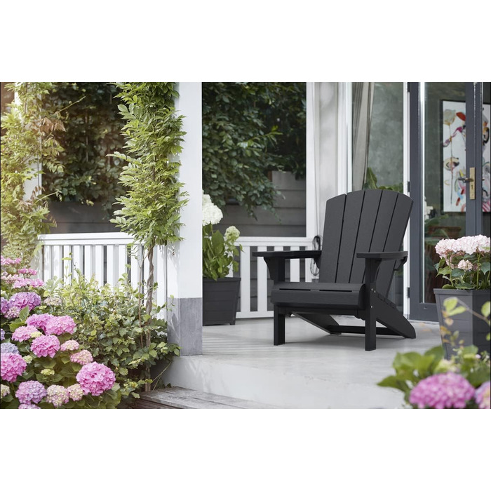 Стілець Keter Adirondack Allibert Troy пластиковий для саду і тераси, антрацит, 93x81x96.5 см, вуличний, стійкий до погодних умов