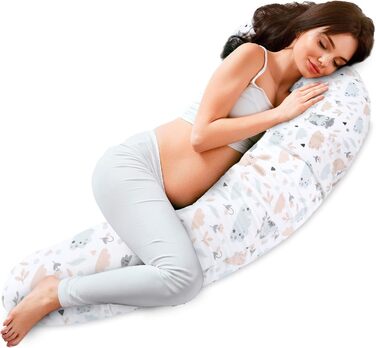 Подушка для сну Tottsy Baby Seitenschläfer - 190 см для сну на боці, вагітним та годуючим, з чохлом Oeko-Tex, принт Eulen B