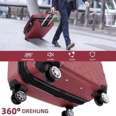 Чемодан BEIBYE 2066 з жорстким корпусом: 15 кольорів, ABS-пластик, кодовий замок, подвійний замок, ексклюзивний інтер'єр, багатофункціональний (Бордовий, M)
