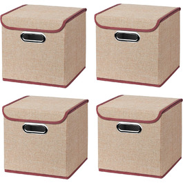 Кошик для зберігання Складна коробка 25 x 25 x 25 см Кошик для полиць складний, з кришкою (кремова), 4 шт.