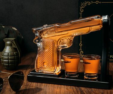 Набір для віскі: карафа, пістолет-карафа, гвинтівка-карафа, скляний набір для віскі чорного кольору