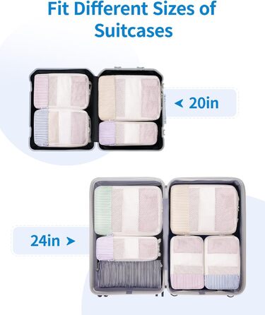 Набір органайзерів для валізи та рюкзака Narwey, 6 шт, компресійні пакувальні куби для подорожей, синій з візерунком