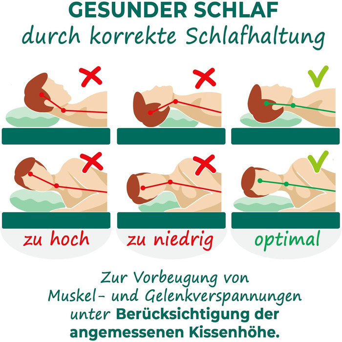 Ортопедична подушка KNERST® для шиї: комфорт та підтримка для здорового сну - подушка з Memory Foam, 9 см, сумісна з чохлами 40x80 см