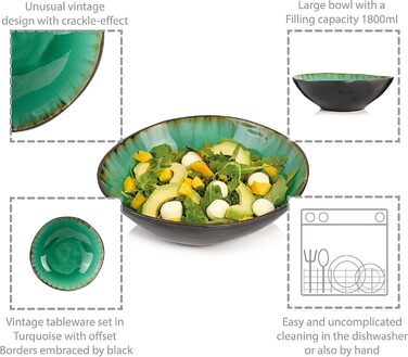Набір мисок для макаронних виробів Singer Palm Beach з порцеляни з кераміки 4шт Миска унікального дизайну Розширювана 1200 мл (салатниця)