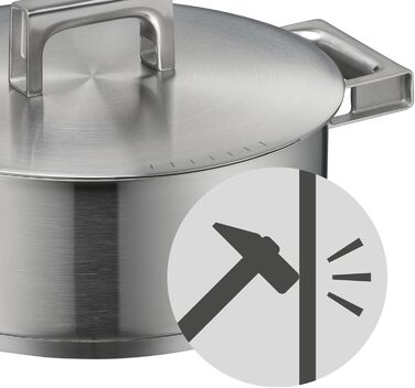 Каструля WMF Ultimate Cool 24 см з нержавіючої сталі Cromargan з індукційним дном, 4.1л, з кришкою з нержавіючої сталі, з внутрішньою шкалою, з терморегульованими ручками, придатна для миття в посудомийній машині