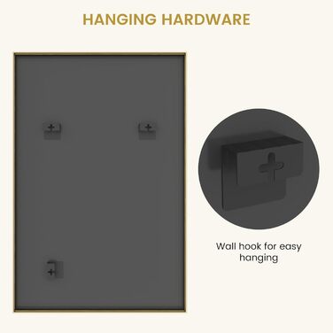 Дзеркало для ванної кімнати Homecookin Goldspiegel, 50.8 x 76.2 см, прямокутне, з металевим каркасом, для встановлення над умивальником, горизонтально або вертикально