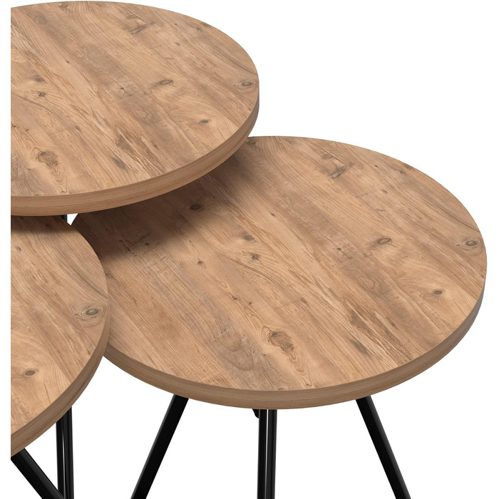 Набір приставних столів Ølgod Nesting Table Набір з 3 Стіл для вітальні з круглою стільницею та металевими ніжками Салонний стіл (кольори дерева)