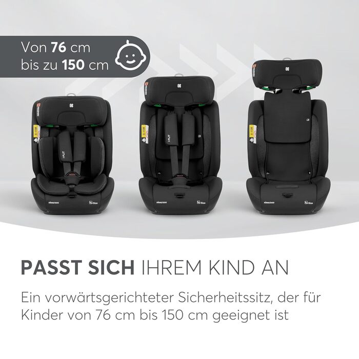 Автокрісло KikkaBoo i-Size i-FLIT 9-36 кг ISOFIX, група 1/2/3, 15 місяців - 12 років, з системою SPS, Top Tether, регульованою підголівником (чорне)