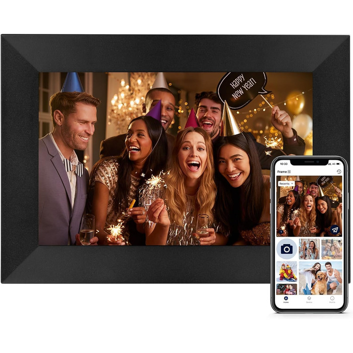 Цифровий фоторамка Dreamtimes 8 дюймів з Wi-Fi, IPS HD сенсорний екран, оновлена версія 2022, просте налаштування, діліться фото та відео через додаток AiMOR з будь-якого місця