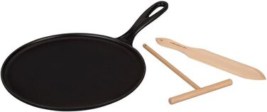 Сковорода для крепів Le Creuset з дерев'яним шкребком, чавун, 27 см, Cerise (Вишневий)