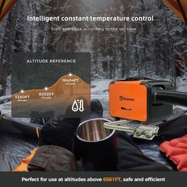 Дизельний опалювач 8kW з Bluetooth, 12V/24V/230V для вантажівки, автодому, транспорту. Автоматичний старт-стоп, 2025 (Помаранчевий)