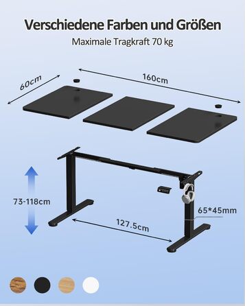 Електричний регульований стіл Devoko 120x60 см, стабільний офісний стіл, стіл для стояння та сидіння, комп'ютерний стіл з функцією пам'яті (чорний)