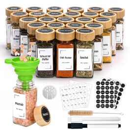 Набір бамбукових контейнерів для спецій на 24 шт. (120 мл) з воронками та етикетками