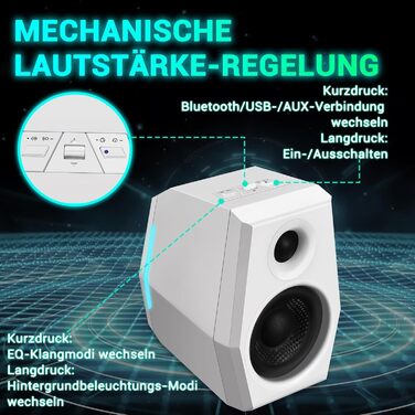 Sanyun SW209 - Комп'ютерні ігрові колонки 36W з RGB-підсвічуванням, Bluetooth 5.2, USB/AUX, 3 режими EQ (Гра/Фільм/Музика), 2.75