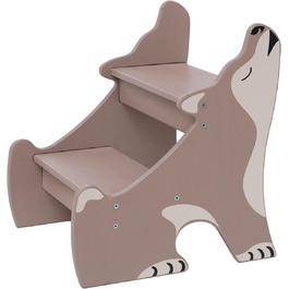 Дитячий тритуходер Wild Kids Modern Tritthocker з дерева, 2 сходинки, для ванної кімнати, натхненний меблями Монтессорі (колір: коричневий, світло-коричневий)