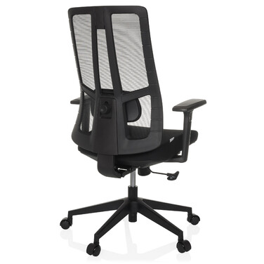 Офісне крісло / Крісло з поворотним механізмом TRAMORE BASE з тканиною для сидіння / сіткою для спинки, чорного кольору, hjh OFFICE