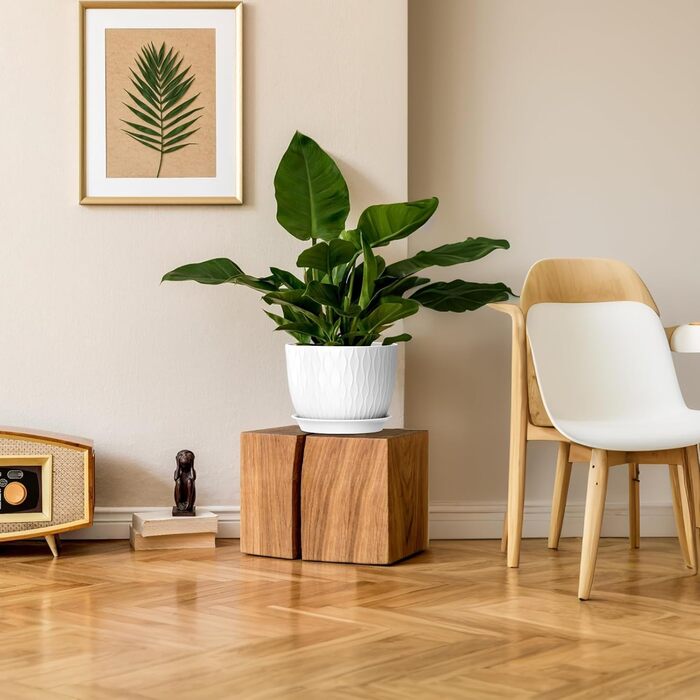 Набір горщиків для квітів з системою поливу (3 шт.) 30/25/22 см, білі