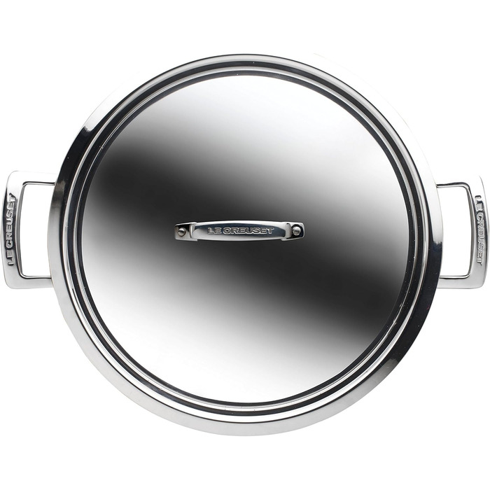 Сковорода Le Creuset з кришкою, 30 см, нержавіюча сталь, для всіх типів плит (індукція, духовка), срібна