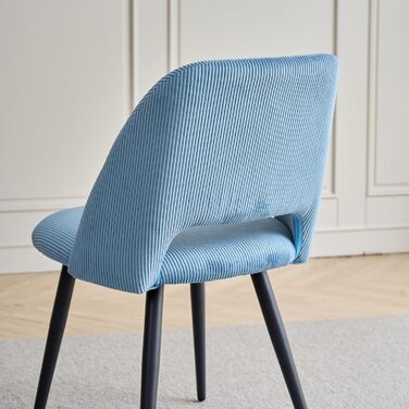 Стілець для їдальні, кухонний стілець з вертикальними смугами, м'який стілець з ергономічною спинкою, для їдальні, вітальні, кухні, спальні - (Блакитний, набір 2 шт.)