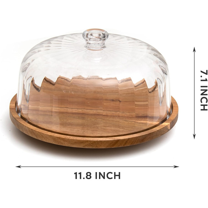 Дзеркальний піднос для тортів Vacream з кришкою, поворотний, дерев'яний Lazy Susan, для вечірок, дня народження, подарунок для кондитера (30,5 см)