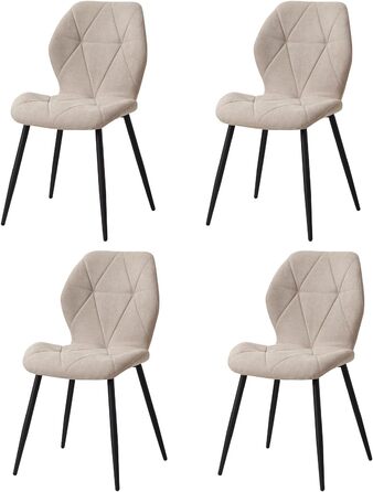 Набір з 4-х обідніх стільців GrandCA HOME, м'яке сидіння, скандинавський стиль, металеві ніжки, ромбоподібні подушки, бежевий колір