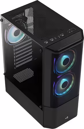 Комп'ютерний корпус ATX AeroCool Quantum v2 RGB із скляними панелями, чорний
