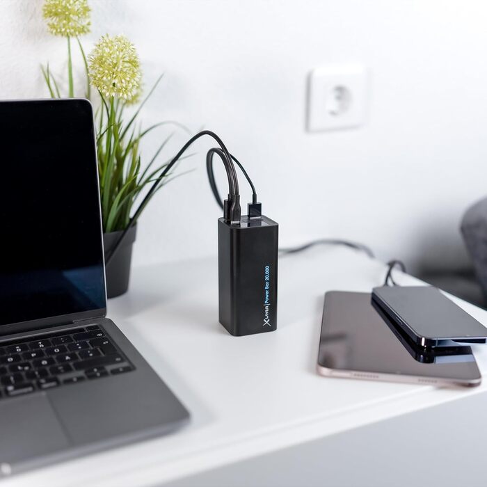 Power Bank XLayer Powerbar 65W 20000mAh з PD, USB-C, швидкою зарядкою та цифровим дисплеєм. Сумісний з MacBook Pro, iPad, iPhone, Surface Go, Steam Deck