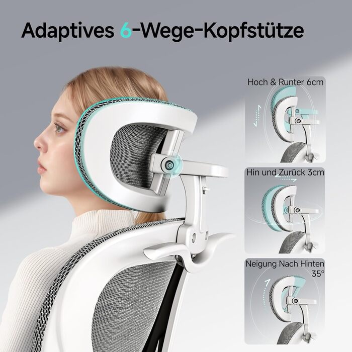 Офісне крісло LarkLeaves з ергономічною спинкою, регульованими підлокітниками, підставкою для попереку та підголівником. Максимальне навантаження 140 кг, сірий колір.