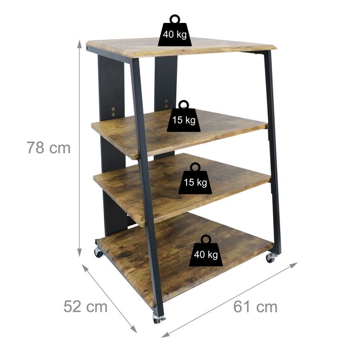 Стеллаж Relaxdays для Hi-Fi апаратури з 4 полицями