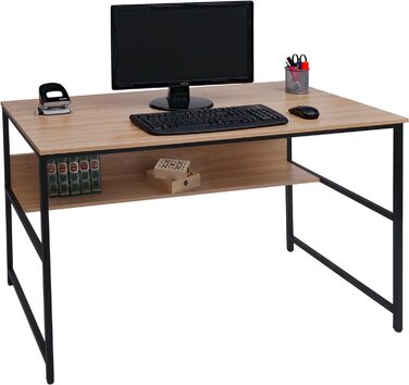Письмовий стіл HWC-K80, Стіл офісний, Стіл комп'ютерний, Полиця для робочого столу, МДФ металевий 120х60см - (натуральний)