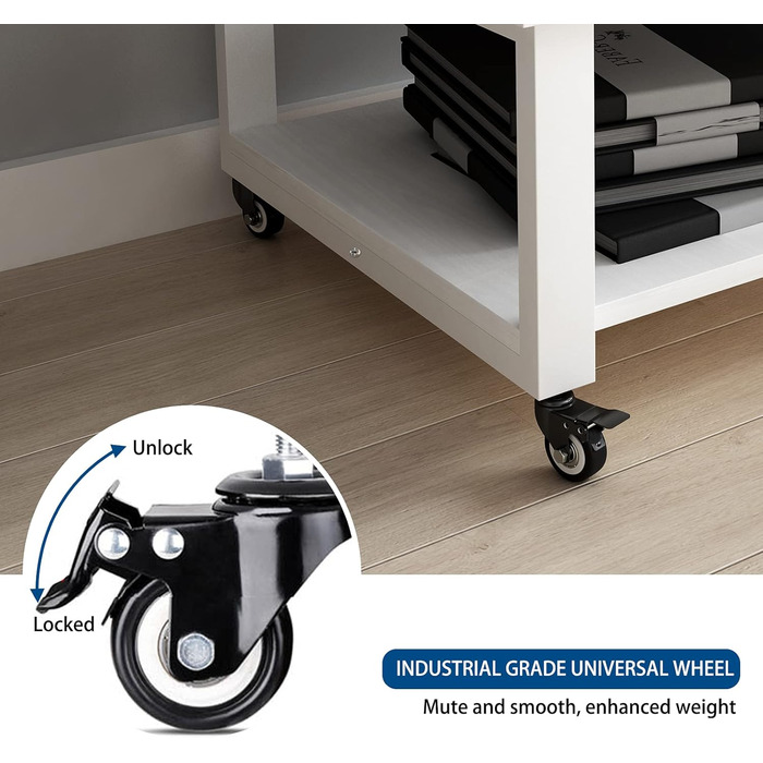 Підставка для принтера Natwind, 50x50x32 см, 2 яруси, з полицею для паперу, на колесах, для дому та офісу