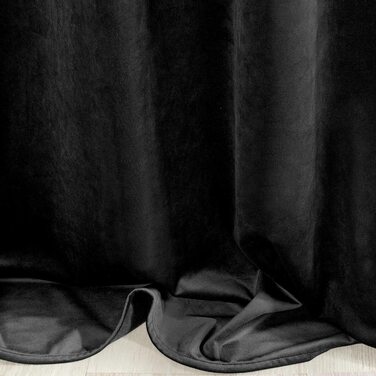 Фіранки для вілли Eurofirany оксамитові м'які оксамитові - стильна щільна фіранка 290 г/ м2, елегантна гладка однотонна пухнаста сучасна класична вітальня, спальня, вітальня, (хвиляста стрічка, 140x270 см, чорний)