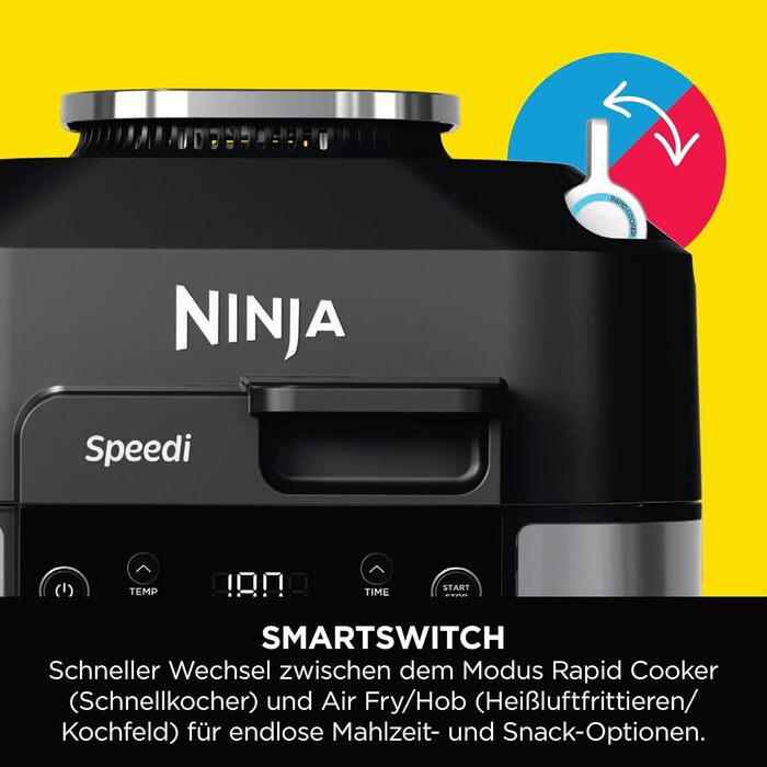 Мультиварка Ninja Speedi 5.7L 10-в-1: мультикокція, фритюрниця, гриль, випічка, повільне приготування, ON500EU