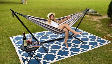 Гамак з стійкою Italform, багатоколірний, навантаження до 150 кг, 260 x 150 см