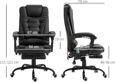 Крісло офісне Vinsetto з масажем, ергономічне, регульоване, чорне