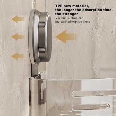 Полка для душу Voldra без свердління, кутова полиця для ванної кімнати з присосками, металева полиця для душу з тримачем для рушників (2 шт., сірий)