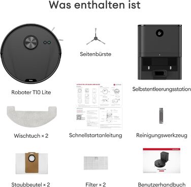 Робот-пилосос Ultenic T10 Lite з функцією миття, LiDAR-навігація, 5000Pa потужність всмоктування, 180 хвилин роботи, для шерсті тварин, килимів та твердих підлог