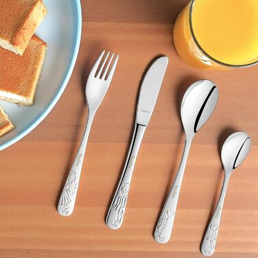 Дитячий набір столових приборів Kinderbesteck з гравіюванням, від 3 років, для дівчаток та хлопчиків, подарунок на хрещення/день народження, дитячий посуд у стилі ферми (принцеса)