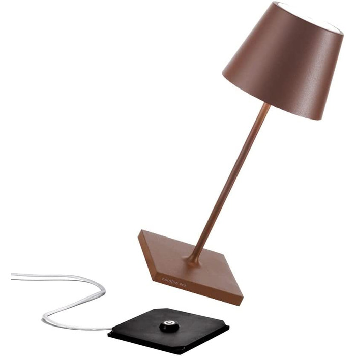 Zafferano Poldina Pro Mini: Бездротова LED-лампа для дому та вулиці, білий колір, сенсорне керування, 30 см, з зарядним пристроєм
