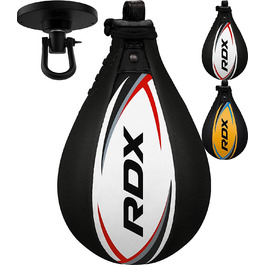 Набір боксерських груш RDX для дорослих зі шкіри, спідбол, підвішений на кронштейні, професійний боксерський мішок для перфорації, тренажери для швидкісного боксу, білий / червоний