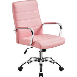 Крісло офісне Yaheetech ергономічне з підлокітниками, для дому та офісу, на коліщатках, рожеве