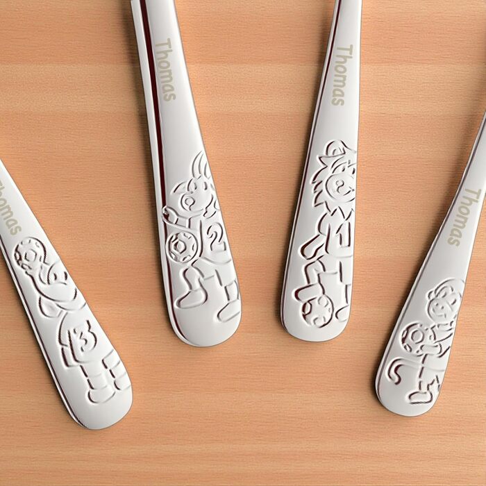 Дитячий набір столових приборів Kinderbesteck з гравіюванням, від 3 років, персоналізований, подарунок на хрещення/день народження, дитячий посуд, ферма (Ballfreunde)