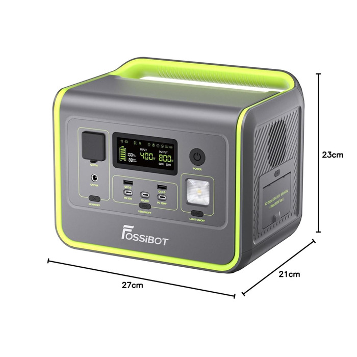 Портативна електростанція FOSSiBOT F800: 512Wh, 800W, LiFePO4, 230V, швидка зарядка, PD 100W, для кемпінгу та дому