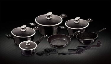 Набір посуду Berlinger Haus BH-1664N, лінійка Royal Black Edition з металевим покриттям, з 15 предметів