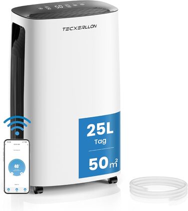 Електричний осушувач повітря 15L, 30㎡, з тачпанеллю, бак 2.5L, дренажний шланг, 46dB, таймер 24h, 3 роки гарантії (25L/день з керуванням через додаток)