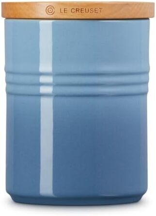 LE CREUSET Контейнер для зберігання середнього розміру з дерев'яною кришкою, кераміка, 540 мл, 10 см, Chambray, 1.1 л Kirschrot